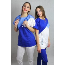 Kereknyakú, 3 színű tunika kék